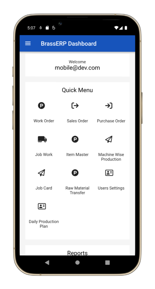 BrassERP Mobile Application