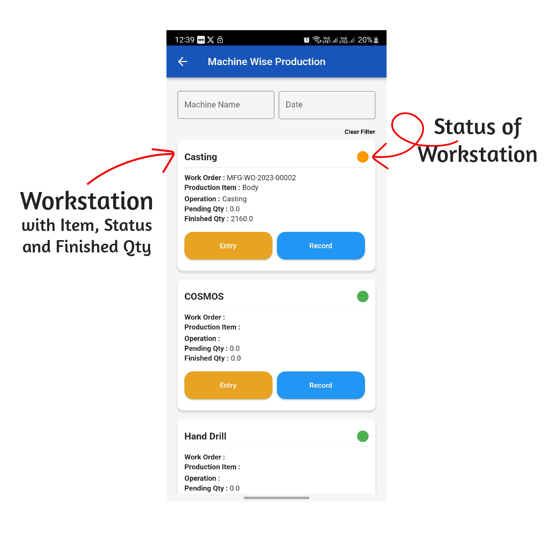 Workstation Wise Production for ERPNext